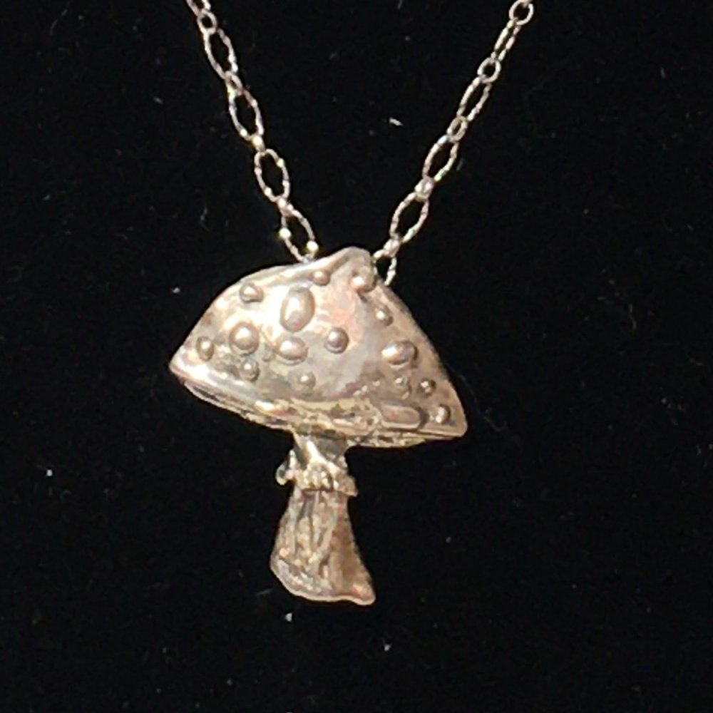 Sterling Silver Mushroom Pendant by Joanne Cooper